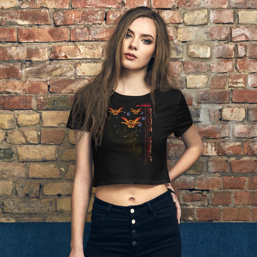 Skydiving T-shirts Women`s Crop Top - Skydive WINGSUIT -, , Skydiving Apparel, Skydiving Apparel, Skydiving Apparel, Skydiving Gear, Olympics, T-Shirts, Skydive Chicago, Skydive City, Skydive Perris, Drop Zone Apparel, USPA, united states parachute association, Freefly, BASE, World Record,