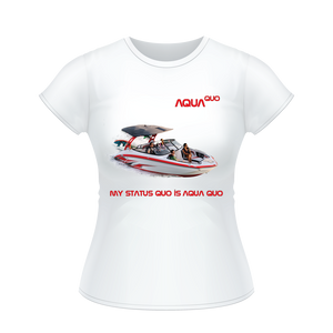 Skydiving T-shirts AquaQuo - "My Status Quo is Aqua Quo" -  Ladies' T-Shirt, , Skydiving Apparel ™, Skydiving Apparel, Skydiving Apparel, Skydiving Gear, Olympics, T-Shirts, Skydive Chicago, Skydive City, Skydive Perris, Drop Zone Apparel, USPA, united states parachute association, Freefly, BASE, World Record,