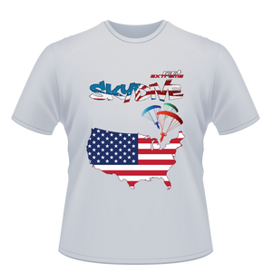 Skydiving T-shirts - Skydive World - AMERICA - Cotton Tee -, Shirts, Skydiving Apparel, Skydiving Apparel, Skydiving Apparel, Skydiving Gear, Olympics, T-Shirts, Skydive Chicago, Skydive City, Skydive Perris, Drop Zone Apparel, USPA, united states parachute association, Freefly, BASE, World Record,