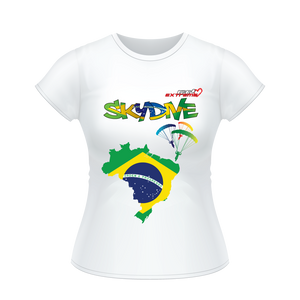 Skydiving T-shirts - Skydive All World - BRAZIL - Ladies' Tee -, Shirts, Skydiving Apparel, Skydiving Apparel, Skydiving Apparel, Skydiving Gear, Olympics, T-Shirts, Skydive Chicago, Skydive City, Skydive Perris, Drop Zone Apparel, USPA, united states parachute association, Freefly, BASE, World Record,
