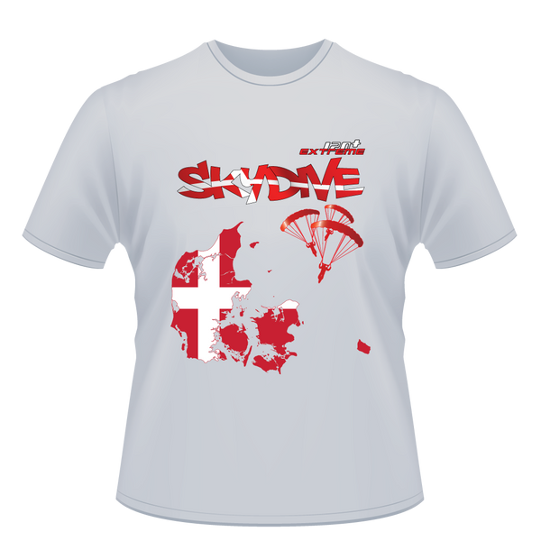Skydiving T-shirts - Skydive World - DENMARK - Cotton Tee -, Shirts, Skydiving Apparel, Skydiving Apparel, Skydiving Apparel, Skydiving Gear, Olympics, T-Shirts, Skydive Chicago, Skydive City, Skydive Perris, Drop Zone Apparel, USPA, united states parachute association, Freefly, BASE, World Record,