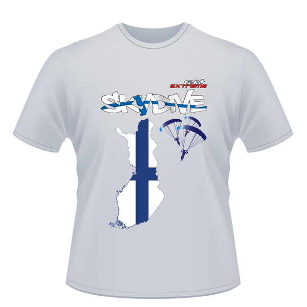 Skydiving T-shirts - Skydive World - FINLAND - Cotton Tee -, Shirts, Skydiving Apparel, Skydiving Apparel, Skydiving Apparel, Skydiving Gear, Olympics, T-Shirts, Skydive Chicago, Skydive City, Skydive Perris, Drop Zone Apparel, USPA, united states parachute association, Freefly, BASE, World Record,