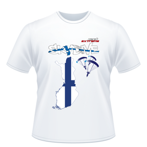 Skydiving T-shirts - Skydive World - FINLAND - Cotton Tee -, Shirts, Skydiving Apparel, Skydiving Apparel, Skydiving Apparel, Skydiving Gear, Olympics, T-Shirts, Skydive Chicago, Skydive City, Skydive Perris, Drop Zone Apparel, USPA, united states parachute association, Freefly, BASE, World Record,