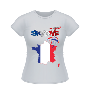 Skydiving T-shirts - Skydive All World - FRANCE - Ladies' Tee -, Shirts, Skydiving Apparel, Skydiving Apparel, Skydiving Apparel, Skydiving Gear, Olympics, T-Shirts, Skydive Chicago, Skydive City, Skydive Perris, Drop Zone Apparel, USPA, united states parachute association, Freefly, BASE, World Record,