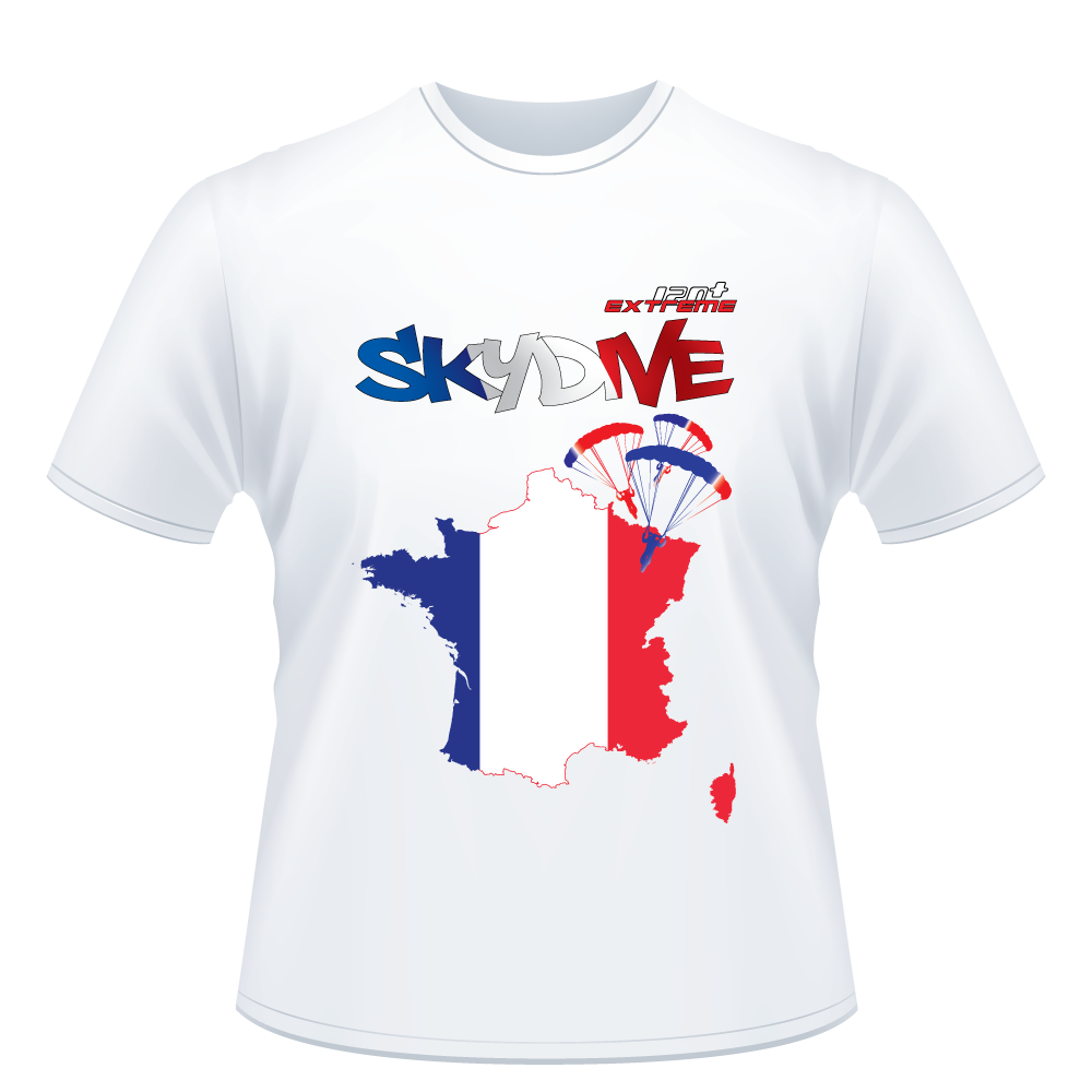 Skydiving T-shirts - Skydive World - FRANCE - Cotton Tee -, Shirts, Skydiving Apparel, Skydiving Apparel, Skydiving Apparel, Skydiving Gear, Olympics, T-Shirts, Skydive Chicago, Skydive City, Skydive Perris, Drop Zone Apparel, USPA, united states parachute association, Freefly, BASE, World Record,