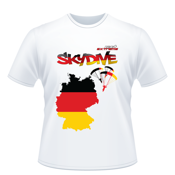 Skydiving T-shirts - Skydive All World - GERMANY - Unisex Tee -, Shirts, Skydiving Apparel, Skydiving Apparel, Skydiving Apparel, Skydiving Gear, Olympics, T-Shirts, Skydive Chicago, Skydive City, Skydive Perris, Drop Zone Apparel, USPA, united states parachute association, Freefly, BASE, World Record,