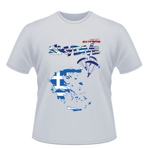 Skydiving T-shirts - Skydive World - GREECE - Cotton Tee -, Shirts, Skydiving Apparel, Skydiving Apparel, Skydiving Apparel, Skydiving Gear, Olympics, T-Shirts, Skydive Chicago, Skydive City, Skydive Perris, Drop Zone Apparel, USPA, united states parachute association, Freefly, BASE, World Record,