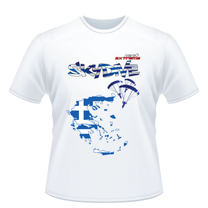 Skydiving T-shirts - Skydive World - GREECE - Cotton Tee -, Shirts, Skydiving Apparel, Skydiving Apparel, Skydiving Apparel, Skydiving Gear, Olympics, T-Shirts, Skydive Chicago, Skydive City, Skydive Perris, Drop Zone Apparel, USPA, united states parachute association, Freefly, BASE, World Record,