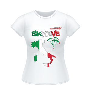 Skydiving T-shirts - Skydive All World - ITALY - Ladies' Tee -, Shirts, Skydiving Apparel, Skydiving Apparel, Skydiving Apparel, Skydiving Gear, Olympics, T-Shirts, Skydive Chicago, Skydive City, Skydive Perris, Drop Zone Apparel, USPA, united states parachute association, Freefly, BASE, World Record,