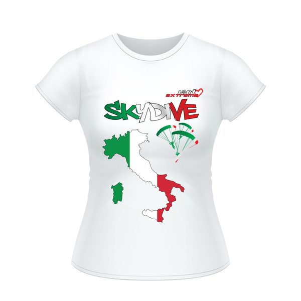 Skydiving T-shirts - Skydive All World - ITALY - Ladies' Tee -, Shirts, Skydiving Apparel, Skydiving Apparel, Skydiving Apparel, Skydiving Gear, Olympics, T-Shirts, Skydive Chicago, Skydive City, Skydive Perris, Drop Zone Apparel, USPA, united states parachute association, Freefly, BASE, World Record,