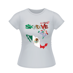 Skydiving T-shirts - Skydive All World - MEXICO - Ladies' Tee -, Shirts, Skydiving Apparel, Skydiving Apparel, Skydiving Apparel, Skydiving Gear, Olympics, T-Shirts, Skydive Chicago, Skydive City, Skydive Perris, Drop Zone Apparel, USPA, united states parachute association, Freefly, BASE, World Record,