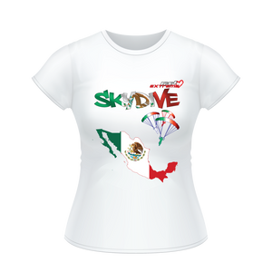 Skydiving T-shirts - Skydive All World - MEXICO - Ladies' Tee -, Shirts, Skydiving Apparel, Skydiving Apparel, Skydiving Apparel, Skydiving Gear, Olympics, T-Shirts, Skydive Chicago, Skydive City, Skydive Perris, Drop Zone Apparel, USPA, united states parachute association, Freefly, BASE, World Record,