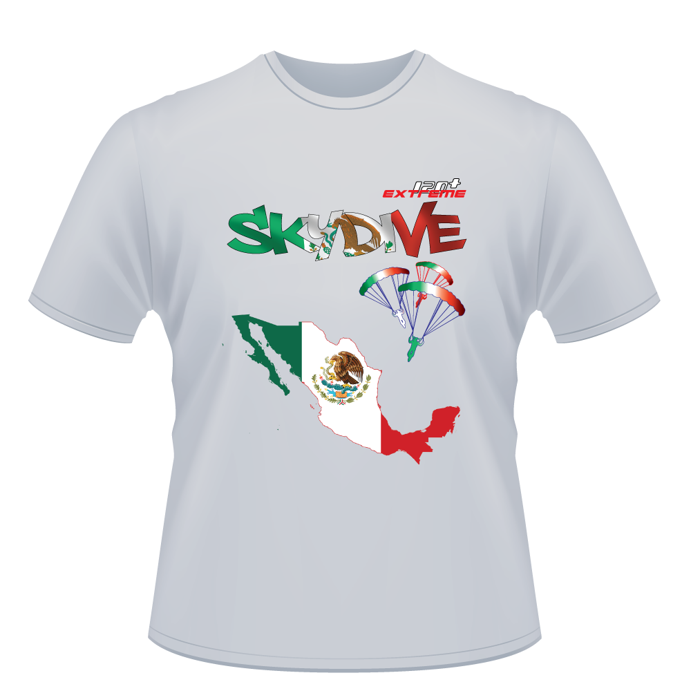 Skydiving T-shirts - Skydive World - MEXICO - Cotton Tee -, Shirts, Skydiving Apparel, Skydiving Apparel, Skydiving Apparel, Skydiving Gear, Olympics, T-Shirts, Skydive Chicago, Skydive City, Skydive Perris, Drop Zone Apparel, USPA, united states parachute association, Freefly, BASE, World Record,