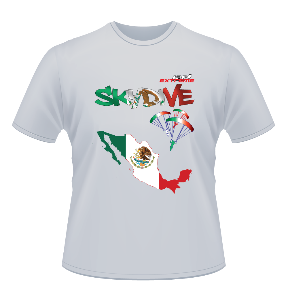 Skydiving T-shirts - Skydive All World - MEXICO - Unisex Tee -, Shirts, Skydiving Apparel, Skydiving Apparel, Skydiving Apparel, Skydiving Gear, Olympics, T-Shirts, Skydive Chicago, Skydive City, Skydive Perris, Drop Zone Apparel, USPA, united states parachute association, Freefly, BASE, World Record,