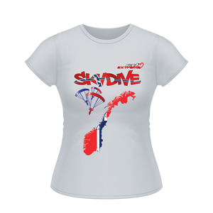 Skydiving T-shirts - Skydive All World - NORWAY - Ladies' Tee -, Shirts, Skydiving Apparel, Skydiving Apparel, Skydiving Apparel, Skydiving Gear, Olympics, T-Shirts, Skydive Chicago, Skydive City, Skydive Perris, Drop Zone Apparel, USPA, united states parachute association, Freefly, BASE, World Record,