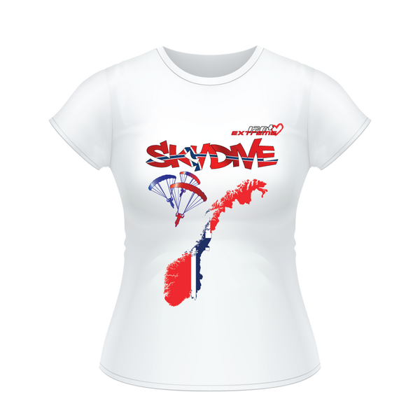Skydiving T-shirts - Skydive All World - NORWAY - Ladies' Tee -, Shirts, Skydiving Apparel, Skydiving Apparel, Skydiving Apparel, Skydiving Gear, Olympics, T-Shirts, Skydive Chicago, Skydive City, Skydive Perris, Drop Zone Apparel, USPA, united states parachute association, Freefly, BASE, World Record,