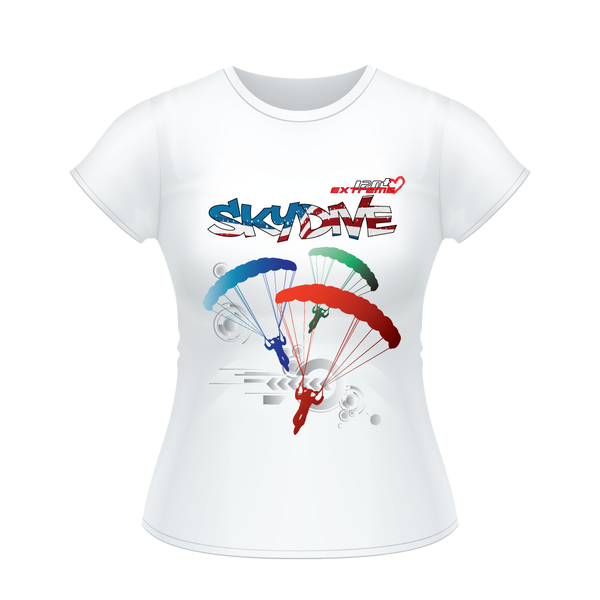 Skydiving T-shirts - Skydive Around - AMERICA - Ladies' Tee, Shirts, Skydiving Apparel, Skydiving Apparel, Skydiving Apparel, Skydiving Gear, Olympics, T-Shirts, Skydive Chicago, Skydive City, Skydive Perris, Drop Zone Apparel, USPA, united states parachute association, Freefly, BASE, World Record,