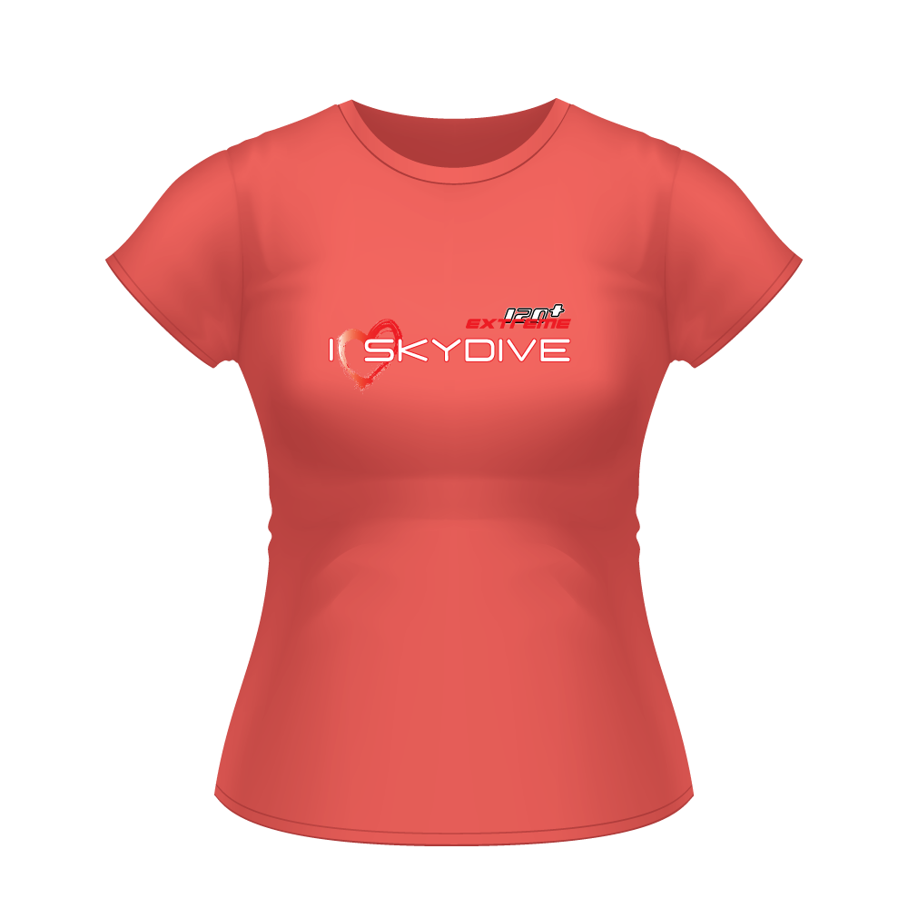 Skydiving T-shirts I ♡ Skydive - First Jump - eXtreme(RED) - Short Sleeve Women's T-shirt, RED, Skydiving Apparel, Skydiving Apparel, Skydiving Apparel, Skydiving Gear, Olympics, T-Shirts, Skydive Chicago, Skydive City, Skydive Perris, Drop Zone Apparel, USPA, united states parachute association, Freefly, BASE, World Record,