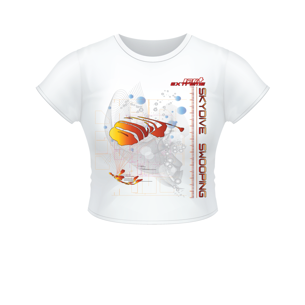 Skydiving T-shirts Women`s Crop Top - Skydive SWOOP -, , Skydiving Apparel, Skydiving Apparel, Skydiving Apparel, Skydiving Gear, Olympics, T-Shirts, Skydive Chicago, Skydive City, Skydive Perris, Drop Zone Apparel, USPA, united states parachute association, Freefly, BASE, World Record,