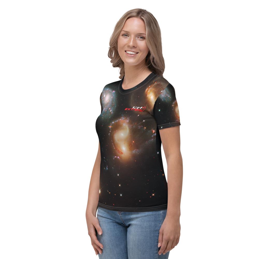 Skydiving T-shirts SPACE - Galactic wreckage in Stephan's Quintet - Women's sublimation t-shirt, T-shirt, Skydiving Apparel, Skydiving Apparel, Skydiving Apparel, Skydiving Gear, Olympics, T-Shirts, Skydive Chicago, Skydive City, Skydive Perris, Drop Zone Apparel, USPA, united states parachute association, Freefly, BASE, World Record,