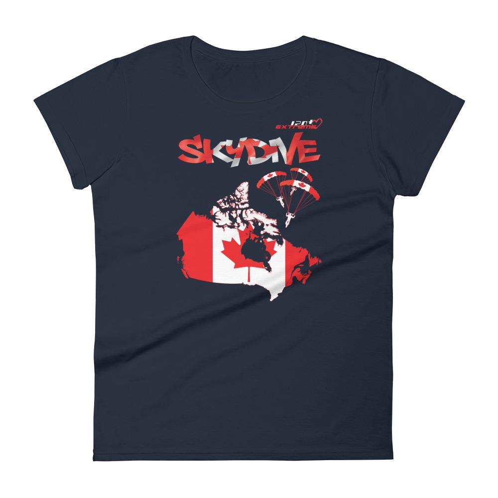 Skydiving T-shirts - Skydive All World - CANADA - Ladies' Tee, Shirts, Skydiving Apparel, Skydiving Apparel, Skydiving Apparel, Skydiving Gear, Olympics, T-Shirts, Skydive Chicago, Skydive City, Skydive Perris, Drop Zone Apparel, USPA, united states parachute association, Freefly, BASE, World Record,