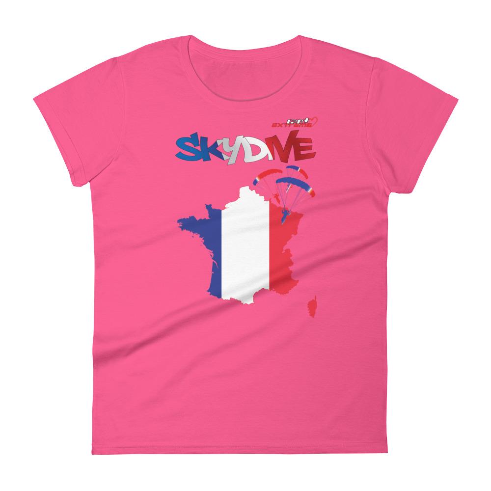 Skydiving T-shirts - Skydive All World - FRANCE - Ladies' Tee -, Shirts, Skydiving Apparel, Skydiving Apparel, Skydiving Apparel, Skydiving Gear, Olympics, T-Shirts, Skydive Chicago, Skydive City, Skydive Perris, Drop Zone Apparel, USPA, united states parachute association, Freefly, BASE, World Record,