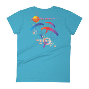 Skydiving T-shirts Skydive City - Sunset - Women`s Colored T-Shirts, Women's Colored Tees, Skydiving Apparel, Skydiving Apparel, Skydiving Apparel, Skydiving Gear, Olympics, T-Shirts, Skydive Chicago, Skydive City, Skydive Perris, Drop Zone Apparel, USPA, united states parachute association, Freefly, BASE, World Record,