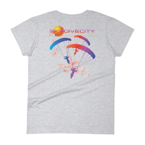 Skydiving T-shirts Skydive City - Sunset - Women`s Colored T-Shirts, Women's Colored Tees, Skydiving Apparel, Skydiving Apparel, Skydiving Apparel, Skydiving Gear, Olympics, T-Shirts, Skydive Chicago, Skydive City, Skydive Perris, Drop Zone Apparel, USPA, united states parachute association, Freefly, BASE, World Record,