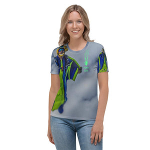 Skydiving T-shirts - Tony Suits - Bite Me - Women's Tee -, Women's All-Over, Skydiving Apparel, Skydiving Apparel, Skydiving Apparel, Skydiving Gear, Olympics, T-Shirts, Skydive Chicago, Skydive City, Skydive Perris, Drop Zone Apparel, USPA, united states parachute association, Freefly, BASE, World Record,