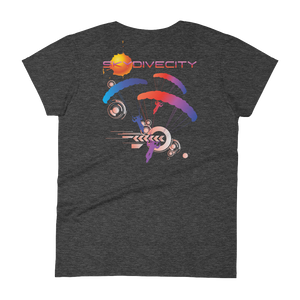 Skydiving T-shirts Skydive City - Sunset - Women`s Colored T-Shirts, Women's Colored Tees, Skydiving Apparel, Skydiving Apparel, Skydiving Apparel, Skydiving Gear, Olympics, T-Shirts, Skydive Chicago, Skydive City, Skydive Perris, Drop Zone Apparel, USPA, united states parachute association, Freefly, BASE, World Record,