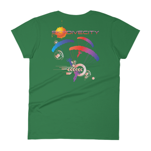 Skydiving T-shirts Skydive City - Sunset - Women`s Colored T-Shirts, Women's Colored Tees, Skydiving Apparel, Skydiving Apparel, Skydiving Apparel, Skydiving Gear, Olympics, T-Shirts, Skydive Chicago, Skydive City, Skydive Perris, Drop Zone Apparel, USPA, united states parachute association, Freefly, BASE, World Record,